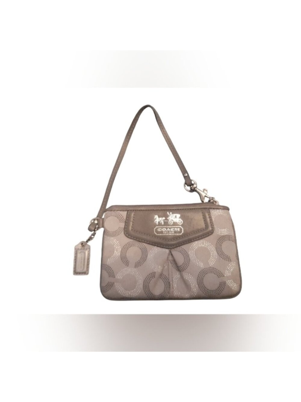 Coach Silver and Gray Signature C Y2K Wristlet